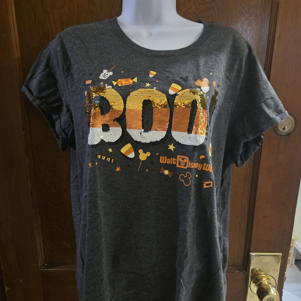 Walt Disney World Cuffed Short Sleeve 'BOO' Halloween Tee